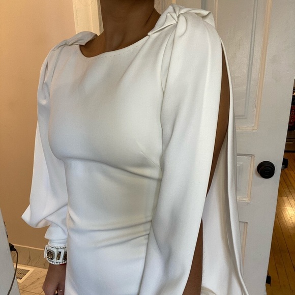 Elie Tahari jewel cuff split sleeve white dress - Picture 5 of 12